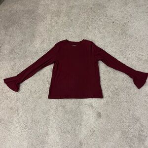 Free Assembly Ribbed Top with Bell Sleeves